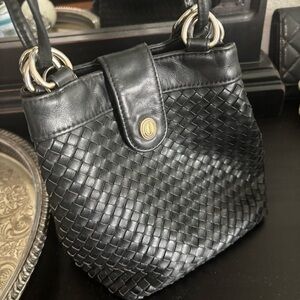 Vintage Ganson black woven leather crossbody bag